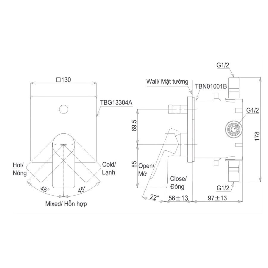 Van điều chỉnh nhiệt TOTO TBG13304A
