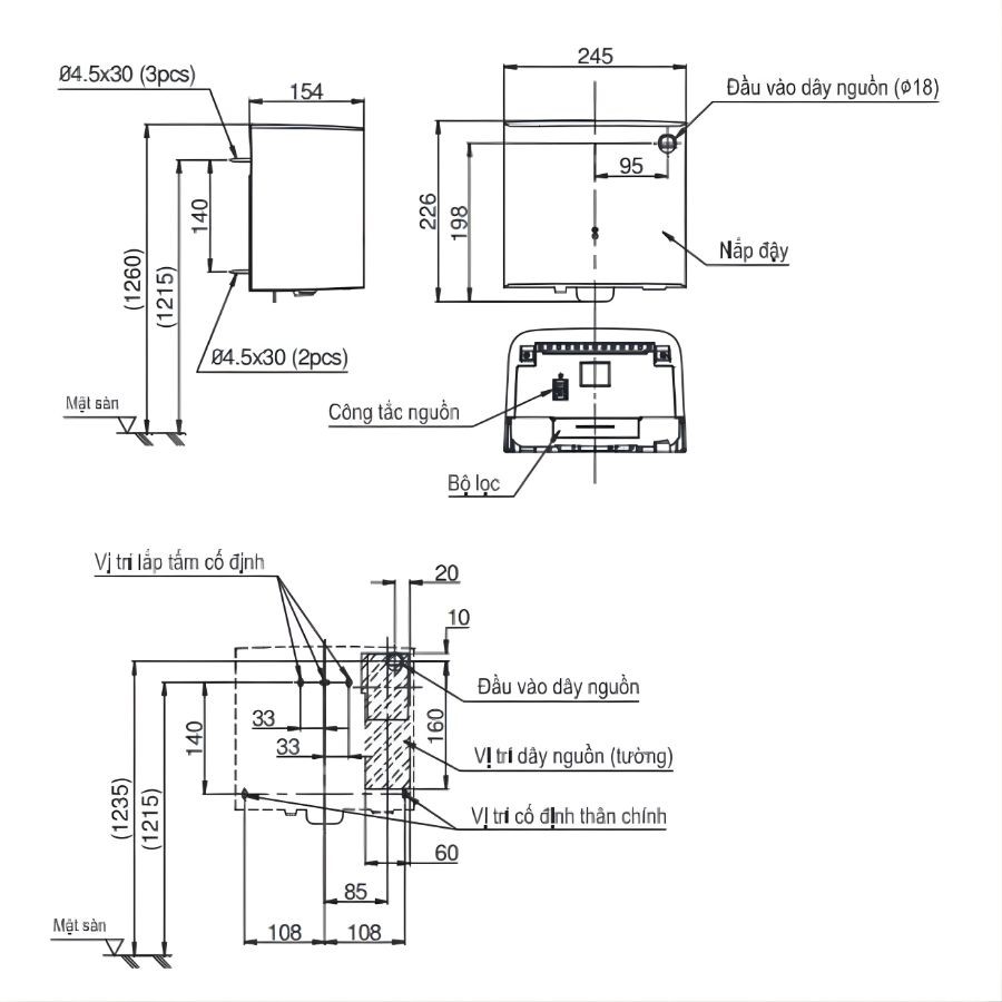 Máy sấy tay TOTO TYC122W