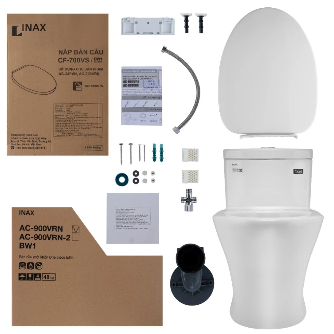 Bồn Cầu 1 Khối INAX AC-900VRN-2 Xả Nhấn