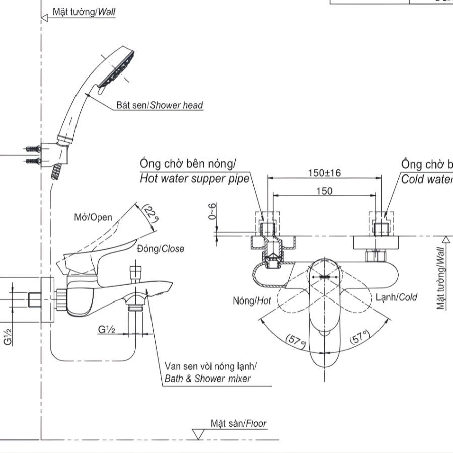 Sen tắm nóng lạnh TOTO TBG01302VA