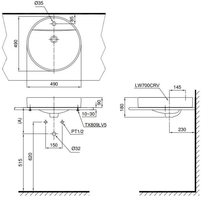 Chậu Rửa Mặt Lavabo Toto LT700CTR#XW Đặt Bàn