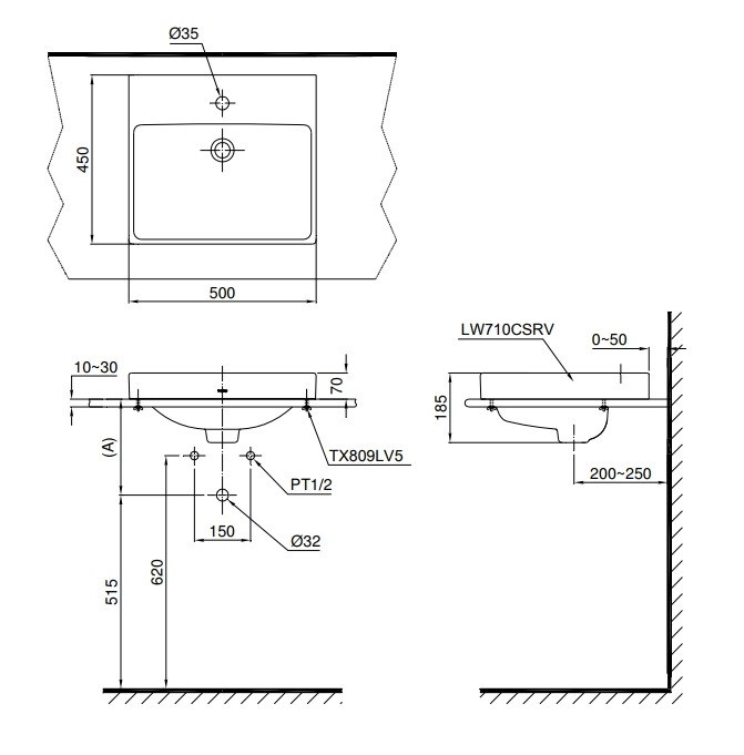 Chậu Rửa Lavabo Toto LT710CSR#XW Đặt Bàn