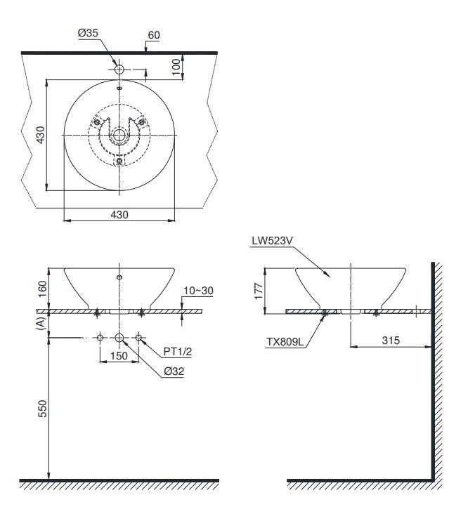 Chậu Lavabo Toto LT523S Đặt Bàn Cao Cấp