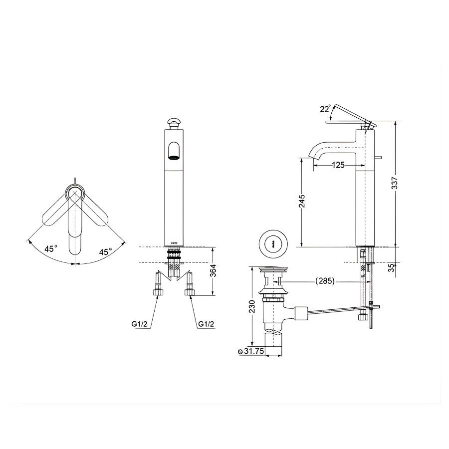 Vòi chậu gật gù nóng lạnh TOTO  DL345A1R