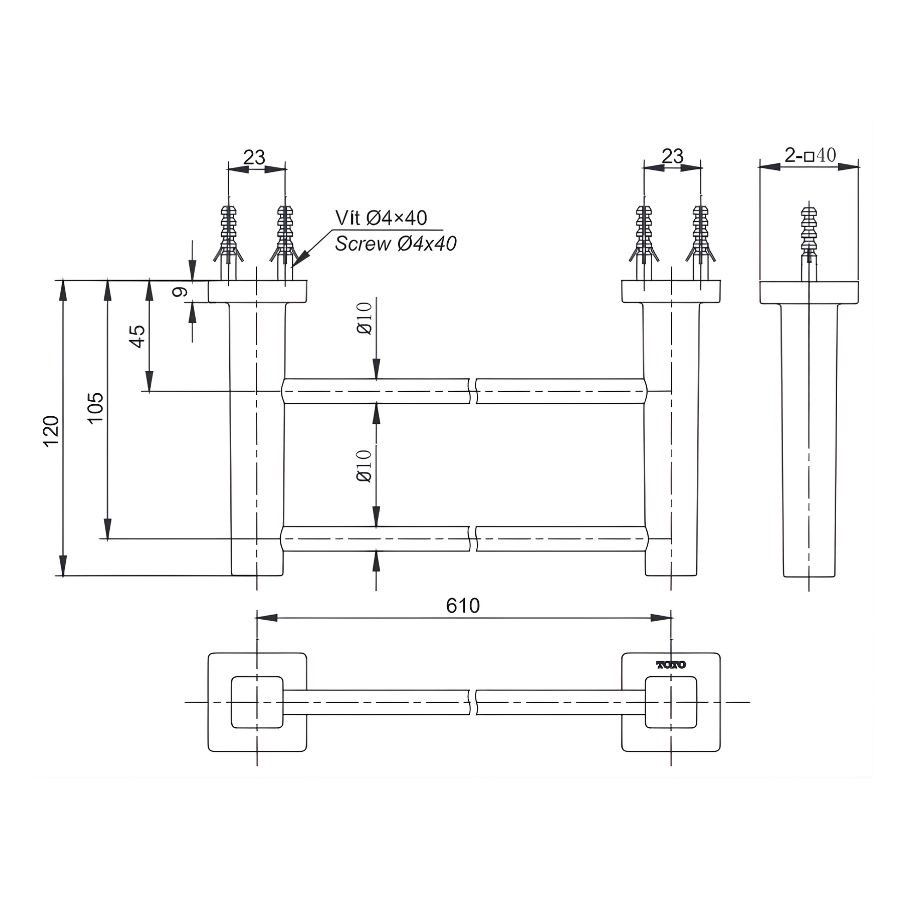 Thanh treo khăn tắm vệ sinh TOTO YT408W6V