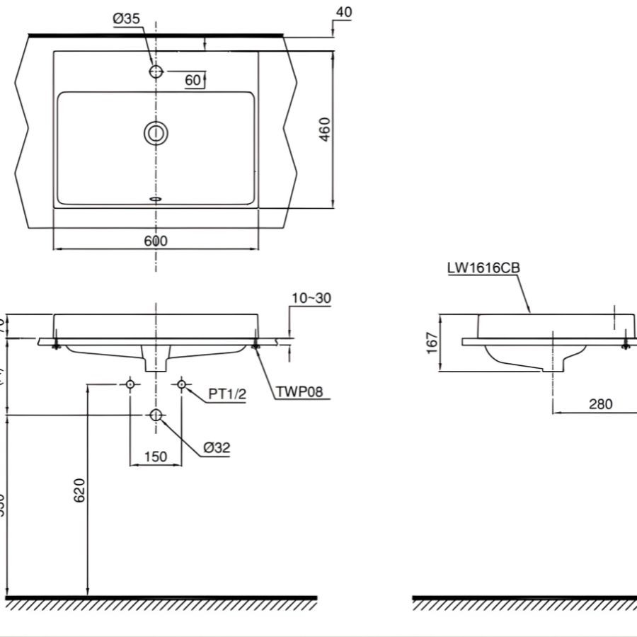 Chậu Đặt Bàn Lavabo Toto L1616C