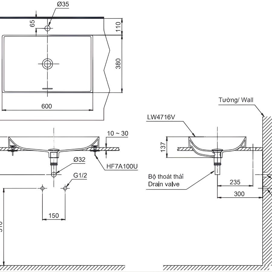 Chậu Đặt Bàn Lavabo Toto LT4716G19