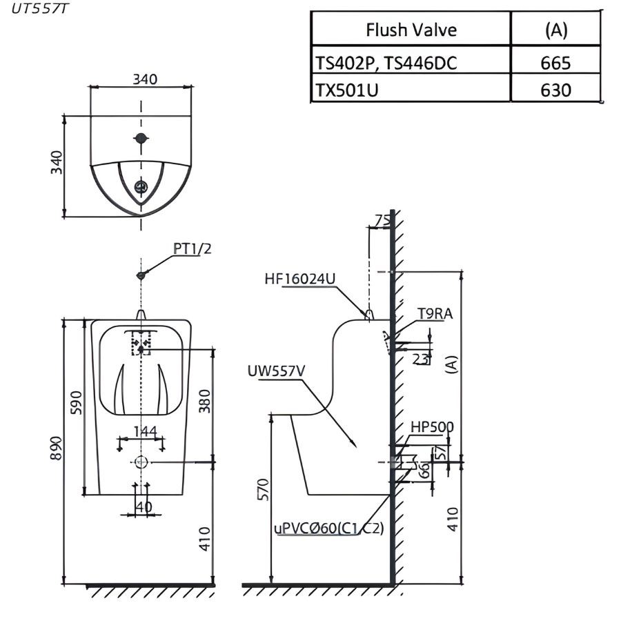 Bồn tiểu nam treo tường TOTO UT557T