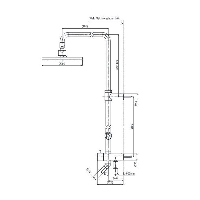Thân Sen Cây Tắm Đứng TOTO TBW07005A Bát Sen Tròn