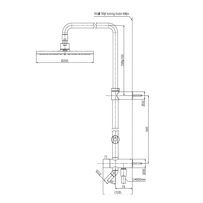 Thân Sen Cây Tắm Đứng TOTO TBW07006A Bát Sen Tròn