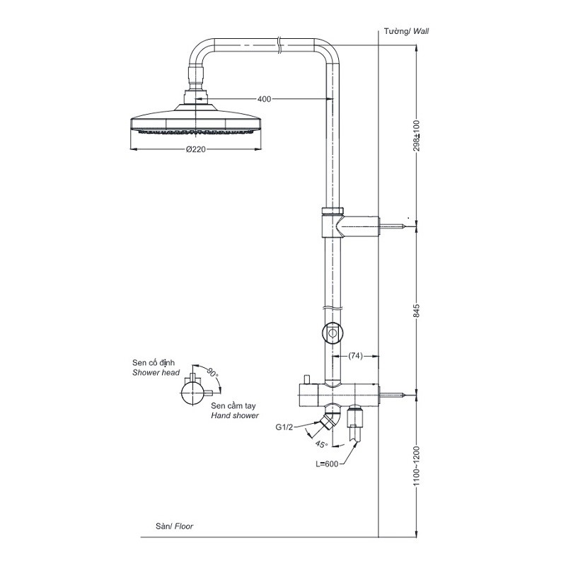 Thân Sen Cây TOTO TBW01002BA  Bát Sen Tròn 2 Chế Độ
