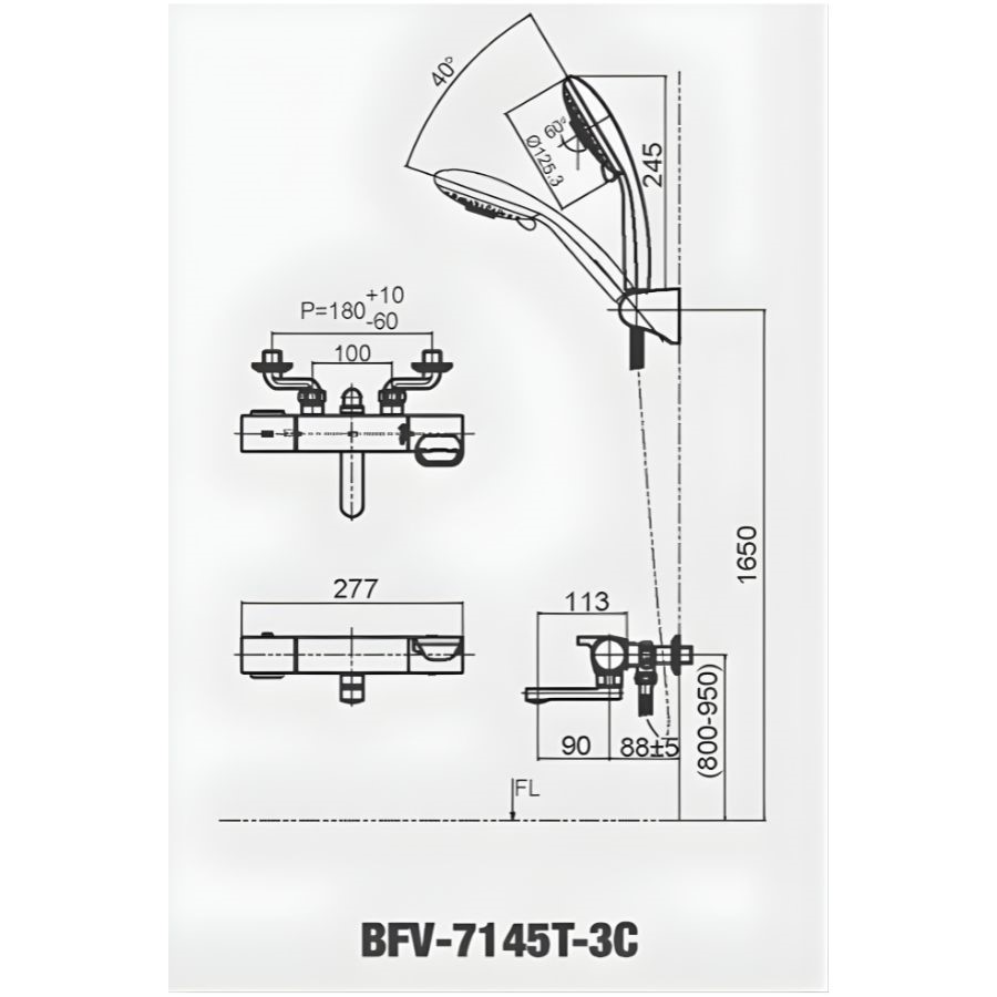 Vòi sen tắm nhiệt độ Inax BFV-7145T-3C