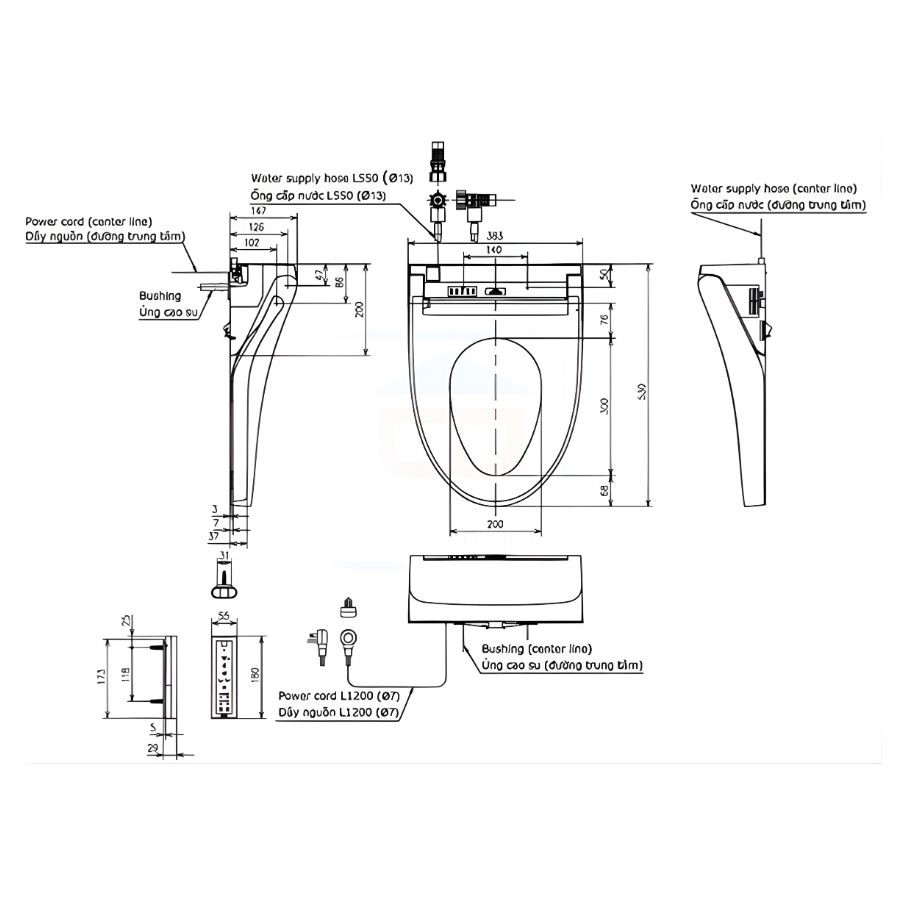 Nắp rửa điện tử Washlet C5 TCF24460AAA