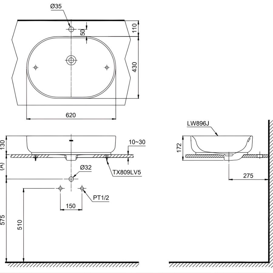 Chậu Rửa Lavabo Toto đặt bàn LW896JW/F#FRG