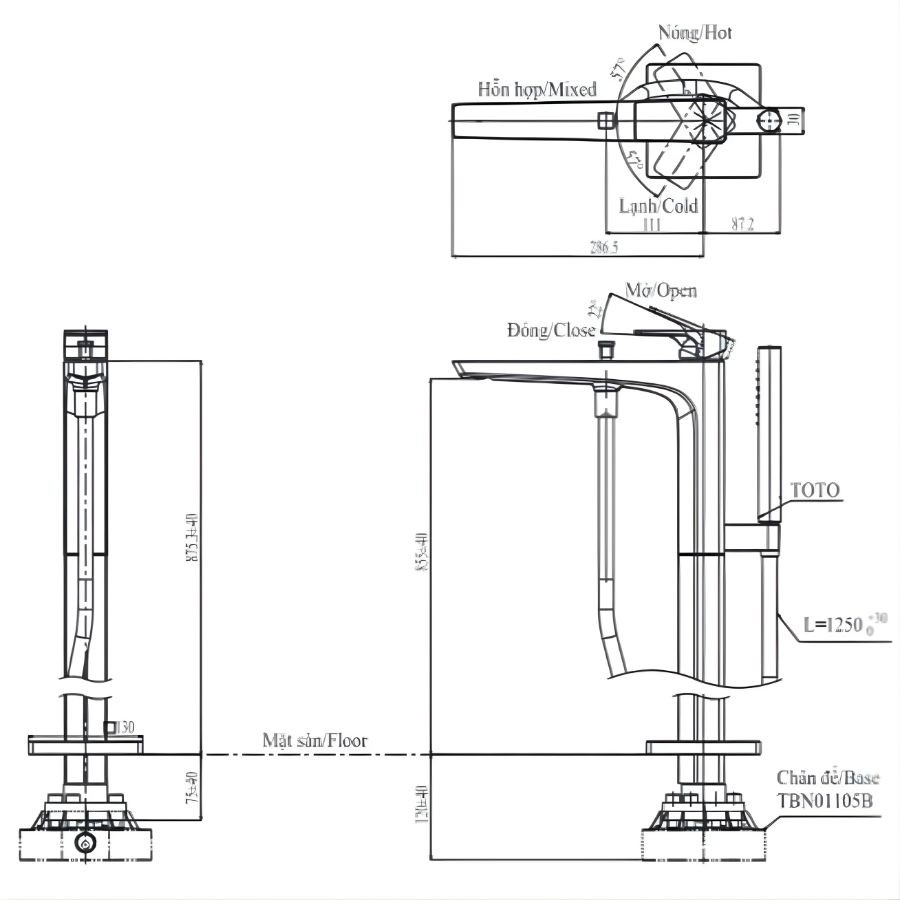 Vòi xả bồn nóng lạnh TOTO TBG07306AA