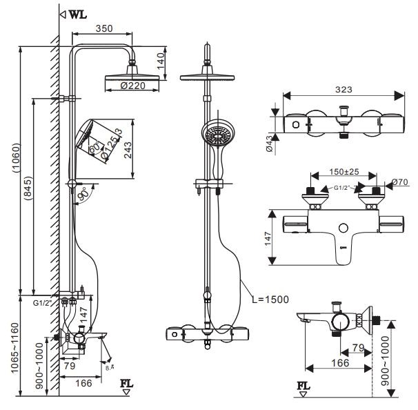  Sen tắm Cây nhiệt độ Inax  BFV-3415T-7C