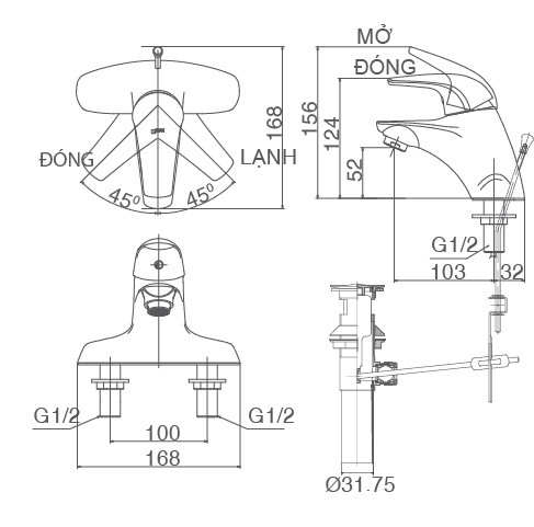 Vòi lavabo nóng lạnh INAX LFV-3001S