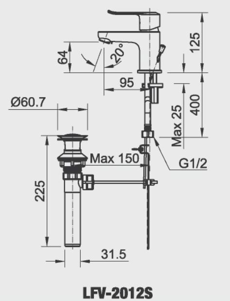 Vòi lavabo nóng lạnh INAX LFV-2012S