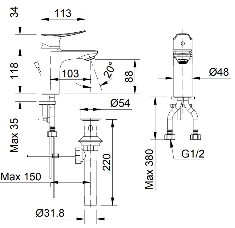 Vòi lavabo nóng lạnh INAX LFV-502S