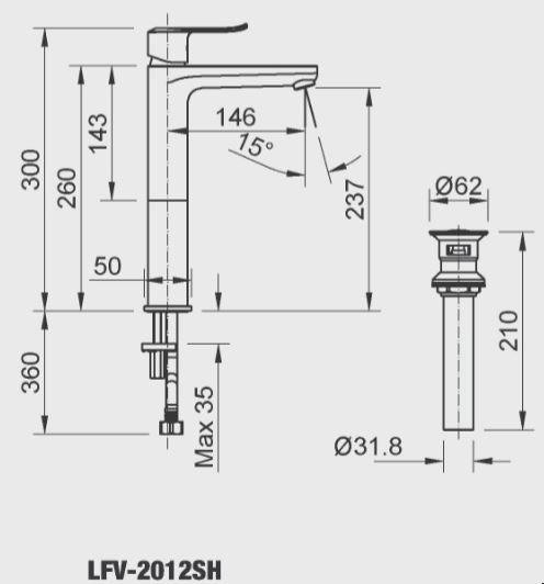 Vòi lavabo nóng lạnh INAX LFV-2012SH