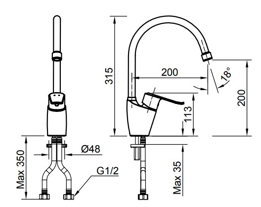 Vòi rửa bát nóng lạnh Inax SFV-2011S