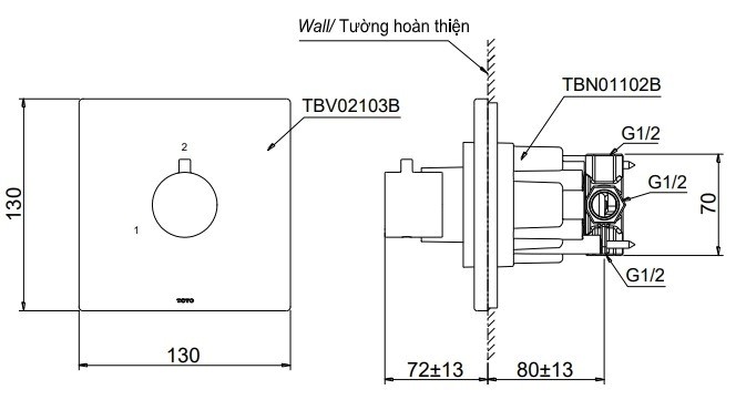 Van chuyển hướng TOTO TBV02103B TBN01001B