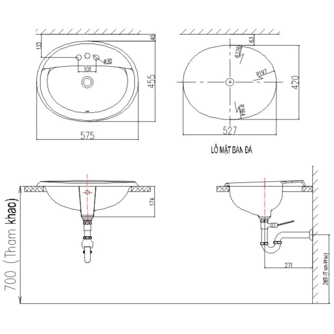 Chậu Rửa Dương Bàn Lavabo Inax AL-2395V