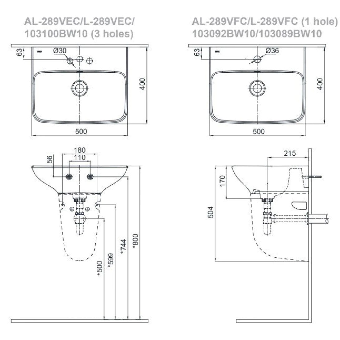 Chậu Rửa Treo Tường INAX AL-289V