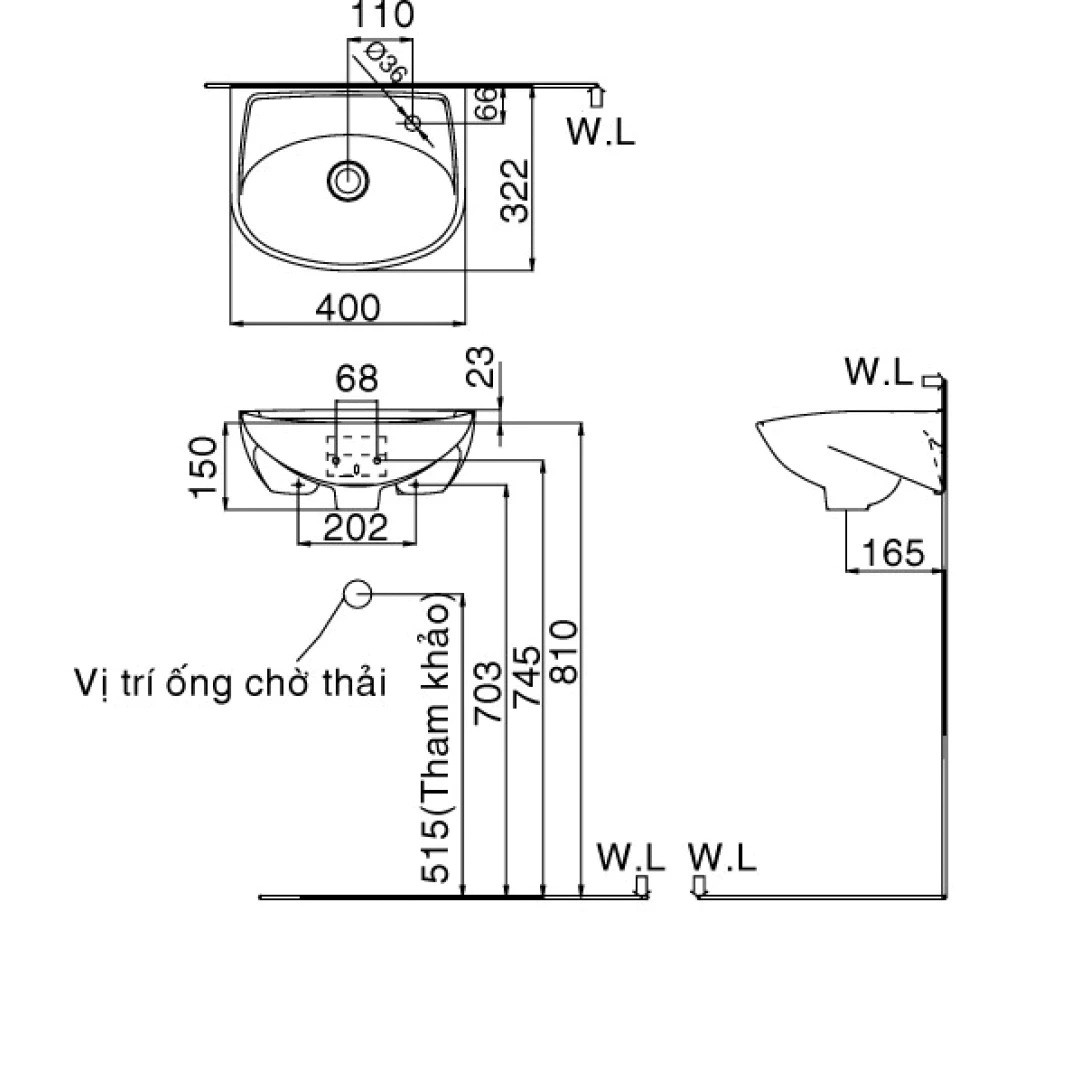 Chậu Rửa Treo Tường INAX L-280V