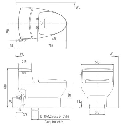 Bồn cầu 1 khối INAX  AC-4005VN