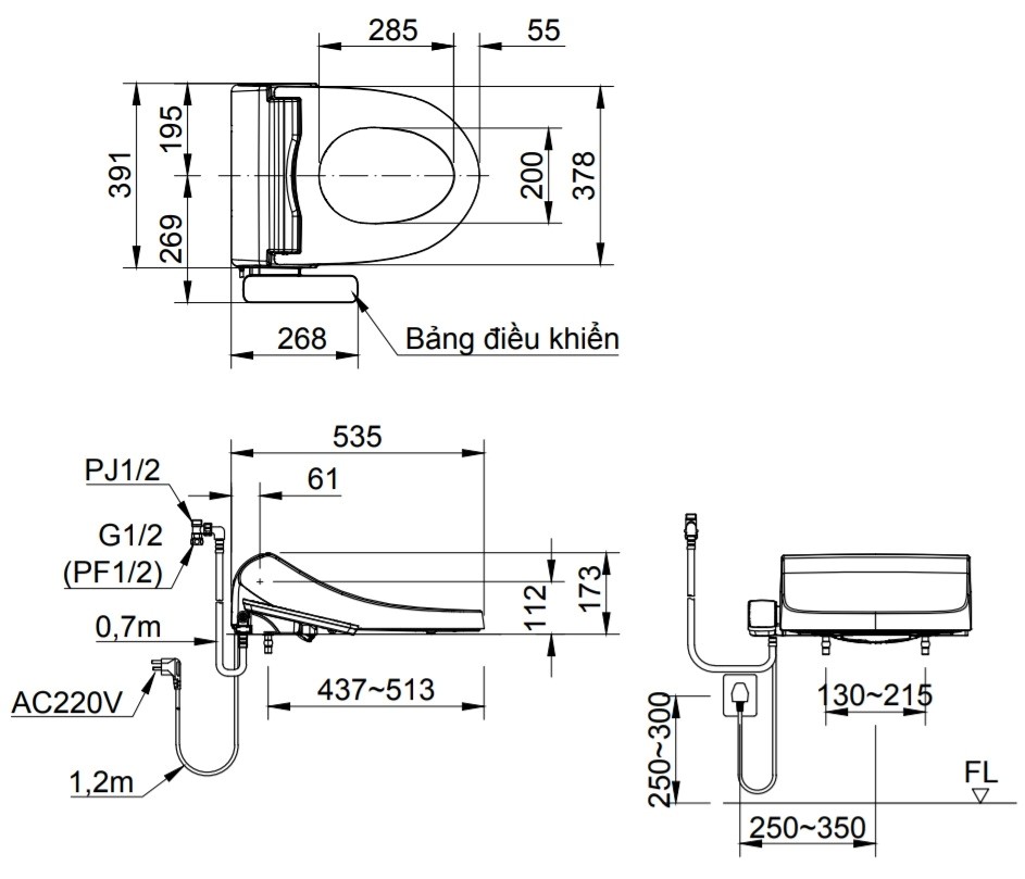 Nắp rửa điện tử INAX CW-H18VN