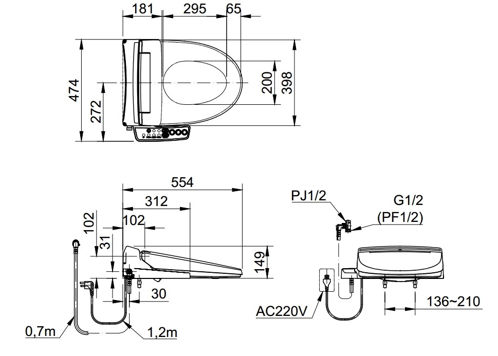 Nắp rửa điện tử INAX CW-KB22AVN