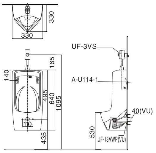 Bồn tiểu nam treo tường INAX AU-431VR