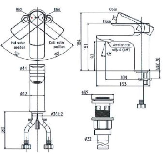 Vòi lavabo nóng lạnh INAX LFV-612SH