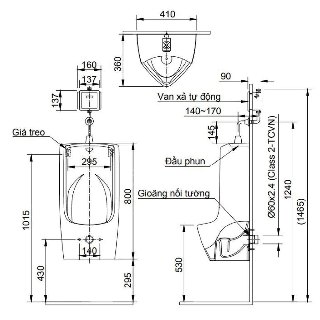 Bồn Tiểu Nam Treo Tường INAX AU-411V