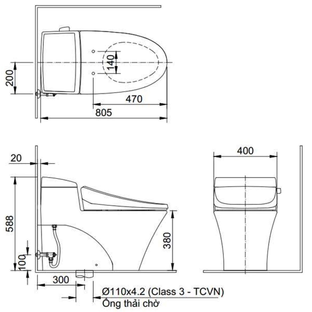 Bàn Cầu Một Khối INAX AC-1017VRN
