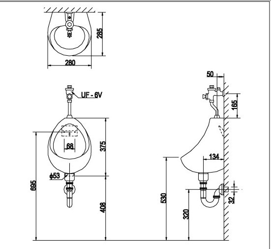 Bồn tiểu nam treo tường INAX U-116V
