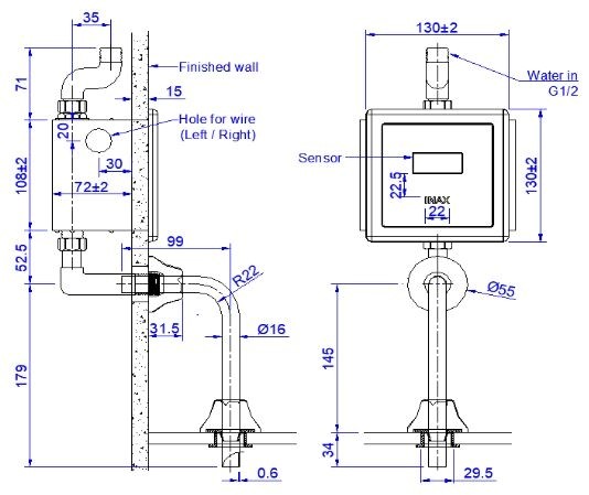 Van xả tiểu nam cảm ứng INAX OKUV-30SM